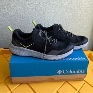 Columbia Men's Black Athletic Sneakers with Grey Sole and Neon Yellow Accents